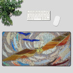 Alfrombrillas De Escritorio Búho<br><div class="desc">Esta exclusiva alfombra de escritorio está decorada con un búho volador y un mosaico lunar de colores vivos. Original Mosaico © Michele Davies.</div>