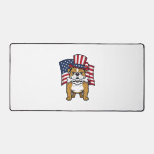 Alfrombrillas De Escritorio Bulldog Patriótico Con Diseño De Vector De Bandera