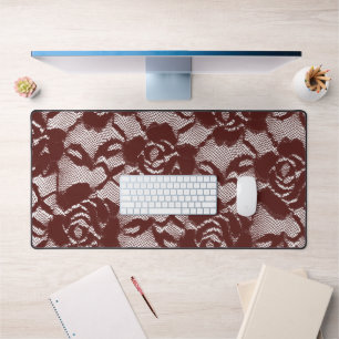 Alfrombrillas De Escritorio Burgundy Red Lace Floral