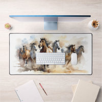 Caballos salvajes Mustangs Acuarela Ecuestre Moder