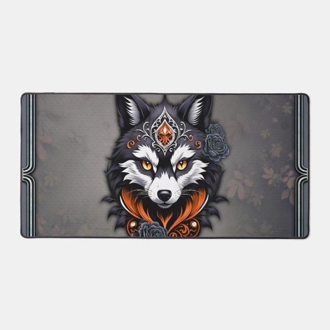 Alfrombrillas De Escritorio Cabeza de lobo majestuosa, terminada en una profun (Anverso)