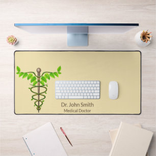 Alfrombrillas De Escritorio Caduceus Green alternativo médico deja beige