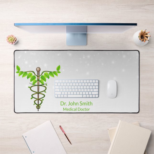 Alfrombrillas De Escritorio Caduceus Green alternativo médico deja blanco (Oficina 1)