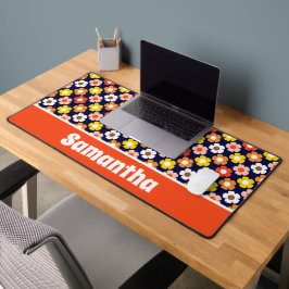 Alfrombrillas De Escritorio Caída Retro Flores de Otoño Patrón Azul