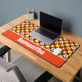 Alfrombrillas De Escritorio Caída Retro Flores de Otoño Patrón Marrón