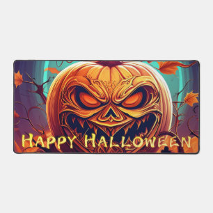 Alfrombrillas De Escritorio Calabaza con Cara de Terror entre Velas, Halloween