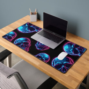 Alfrombrillas De Escritorio Calavera ciberpunk Neon Synthwave Brillo Gamer Gót