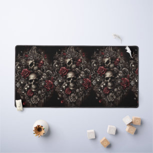 Alfrombrillas De Escritorio Calavera con Rosas y fondo negro