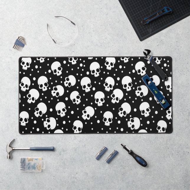 Alfrombrillas De Escritorio Calavera de punto de polka monocroma (Puesto de trabajo)