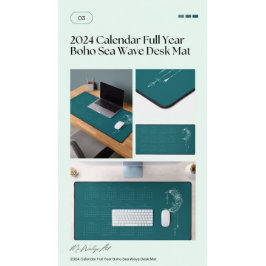 Alfrombrillas De Escritorio Calendario 2024 Año Completo Boho Dusty Rosa Moda