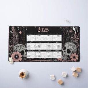 Alfrombrillas De Escritorio Calendario 2025 con flores y cráneos