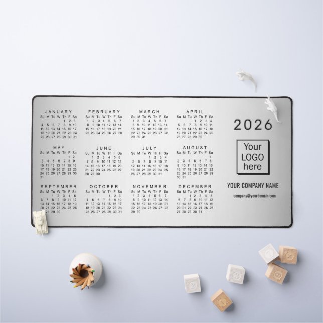 Alfrombrillas De Escritorio Calendario 2026 del Personalizado de fondo gris os (Mesa para niños)