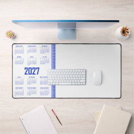 Alfrombrillas De Escritorio Calendario 2027, Falso Griego, Azul Griego sobre B