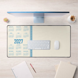 Alfrombrillas De Escritorio Calendario 2027, Fret Griego, Azul sobre Cosmic La