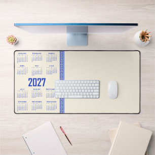 Alfrombrillas De Escritorio Calendario 2027, Fret griego, Café cósmico azul gr