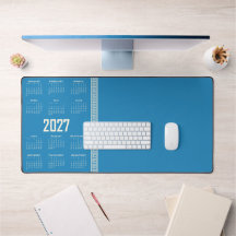 Calendario 2027, Greca, Cosmic Latte sobre Azul