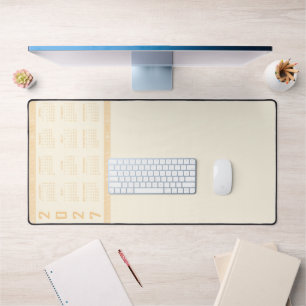 Alfrombrillas De Escritorio Calendario 2027, Greca Griega, Beige sobre Latte C