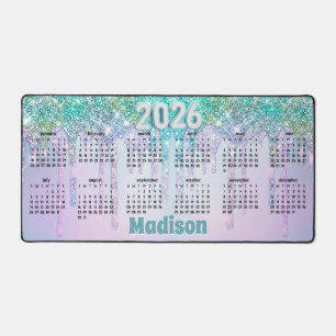 Alfrombrillas De Escritorio Calendario personalizado 2026 Aqua Turquesa con br