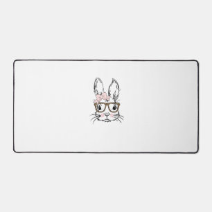 Alfrombrillas De Escritorio Camiseta Cara de Conejo Lindo Gafas de Impresión d