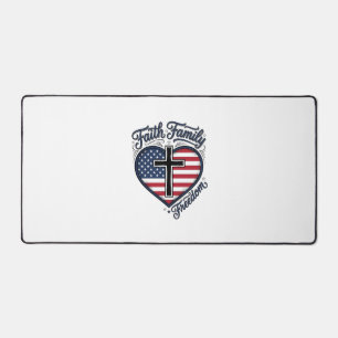 Alfrombrillas De Escritorio Camiseta Cruz Patriótica Libertad Familia Fe Coraz