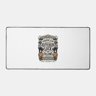 Alfrombrillas De Escritorio Camiseta de cocinero de Halloween Gato negro vinta