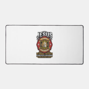 Alfrombrillas De Escritorio Camiseta de fe cristiana vintage bombero Jesús