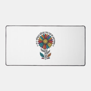 Alfrombrillas De Escritorio Camiseta de grabado vintage de flor de arcoíris am