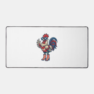 Alfrombrillas De Escritorio Camiseta de grabado vintage de gallo patriótico co
