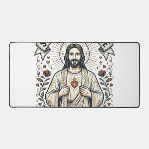 Alfrombrillas De Escritorio Camiseta de Jesús cosiendo acolchado Gráfico crist