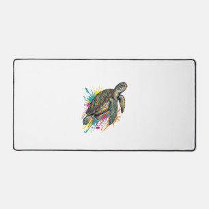 Alfrombrillas De Escritorio Camiseta de Salpicadura de Color de Tortuga Marina