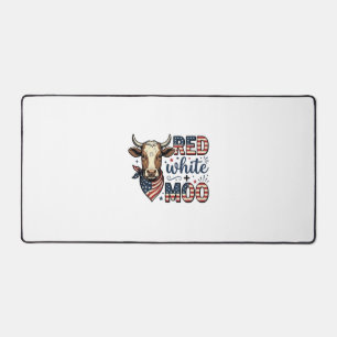 Alfrombrillas De Escritorio Camiseta Patriótica Vaca Roja Blanca Moo 4 de Juli