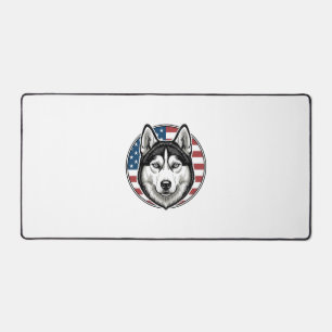 Alfrombrillas De Escritorio Camiseta vectorial de perro patriótico Husky vinta