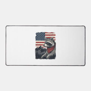 Alfrombrillas De Escritorio Camiseta vintage bandera patriótica de mapache de