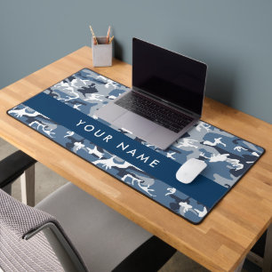 Alfrombrillas De Escritorio Camuflaje azul de nieve de invierno Tu nombre pers
