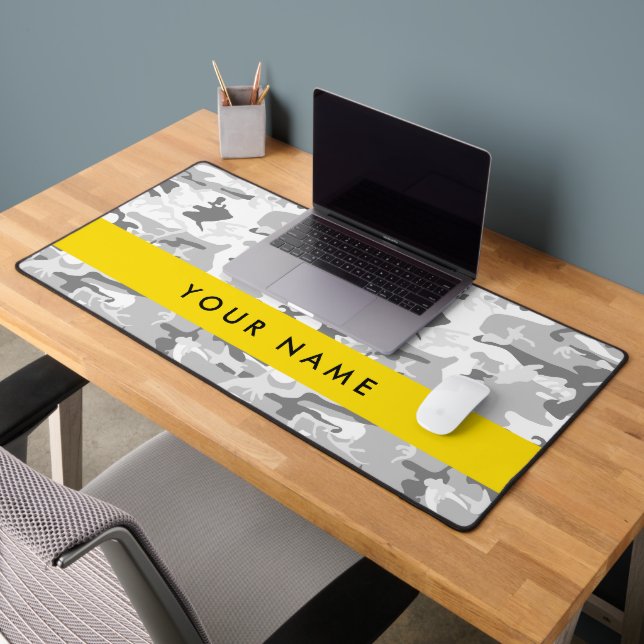 Alfrombrillas De Escritorio Camuflaje gris de nieve en invierno Tu nombre pers (Oficina 2)