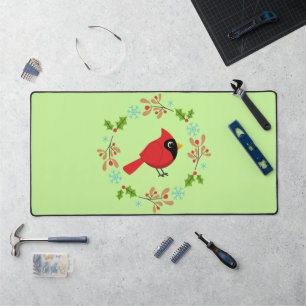 Alfrombrillas De Escritorio Cardenal rojo Personalizado con flores