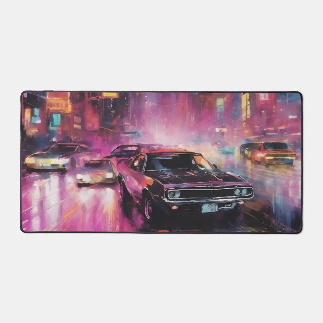 Alfrombrillas De Escritorio Carreras callejera nocturna en la vibrante ciudad (Anverso)