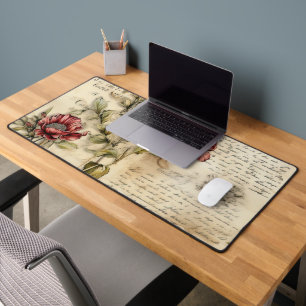 Alfrombrillas De Escritorio Carta de amor de pergamino vintage con flores (1)