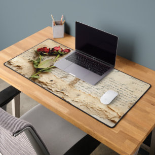 Alfrombrillas De Escritorio Carta de amor de pergamino vintage con flores (2)