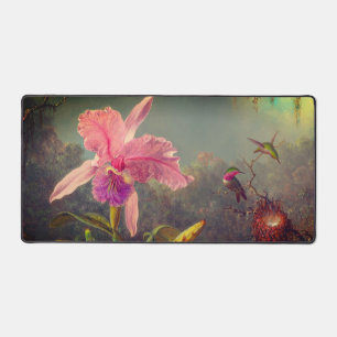 Alfrombrillas De Escritorio Cattleya Orchid y tres Hummingbirds Heade