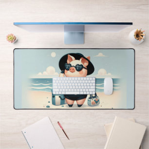 Alfrombrillas De Escritorio Cerdo lindo en traje de baño de Punto Polka en la 