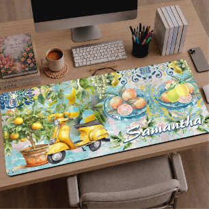 Alfrombrillas De Escritorio Chic Azul Turquesa Colaje Floral Siciliano