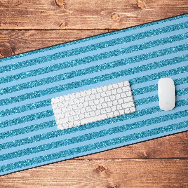 Alfrombrillas De Escritorio Chic Ocean Blue Glitter Style Horizontal Stripes (Subido por el creador)