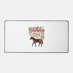 Alfrombrillas De Escritorio Chica Cumpleaños 10 Caballo Diseño Vectorial Flora