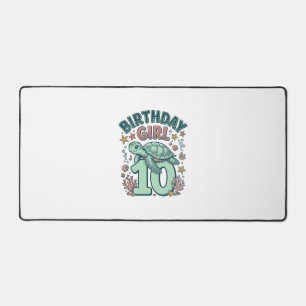 Alfrombrillas De Escritorio Chica Cumpleaños 10 Tortuga Marina Grabado Vintage