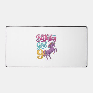 Alfrombrillas De Escritorio Chica Cumpleaños 9 Unicornio Diseño de Grabado Vin