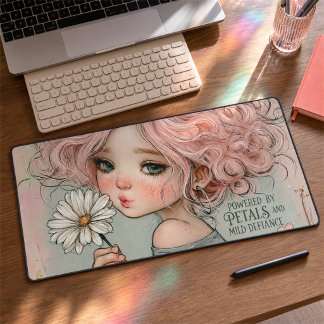 Alfrombrillas De Escritorio Chica de margarita con pelo rosa descarada cita en