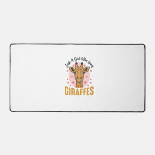Alfrombrillas De Escritorio Chica que ama las jirafas diseño de grabado vintag