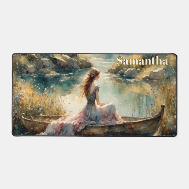 Alfrombrillas De Escritorio Chica romántico en un barco. Personalizado (Anverso)