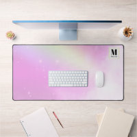 Cielo rosa pastel con monograma de arco iris amari